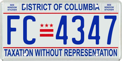 DC license plate FC4347