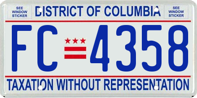 DC license plate FC4358