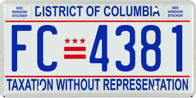 DC license plate FC4381