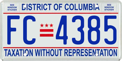 DC license plate FC4385