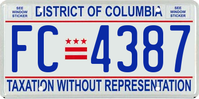 DC license plate FC4387