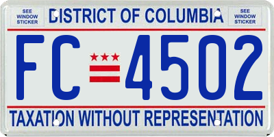 DC license plate FC4502