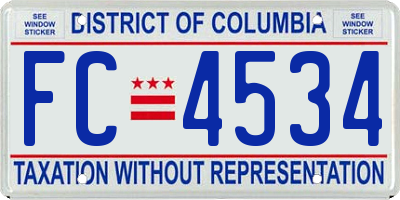 DC license plate FC4534