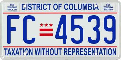 DC license plate FC4539