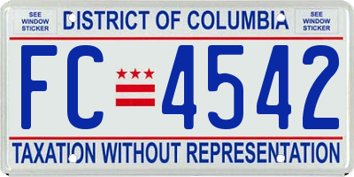 DC license plate FC4542