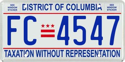 DC license plate FC4547