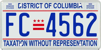 DC license plate FC4562