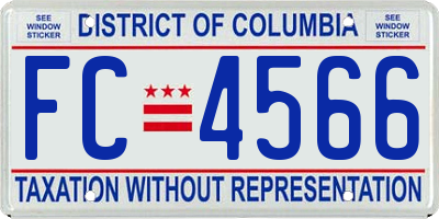 DC license plate FC4566