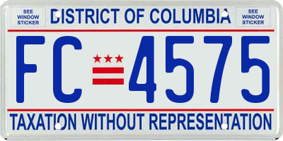 DC license plate FC4575