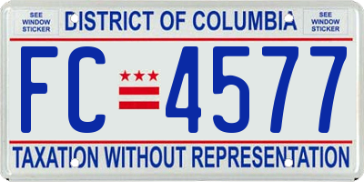 DC license plate FC4577