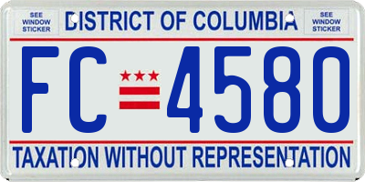 DC license plate FC4580