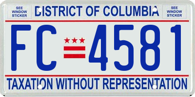 DC license plate FC4581