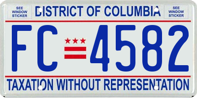 DC license plate FC4582