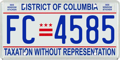 DC license plate FC4585