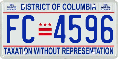 DC license plate FC4596