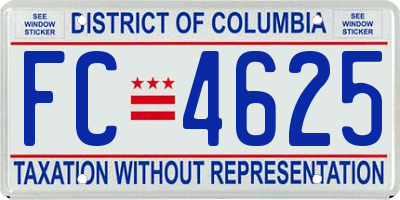 DC license plate FC4625