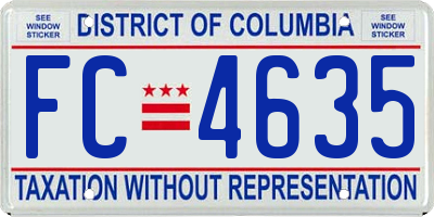 DC license plate FC4635