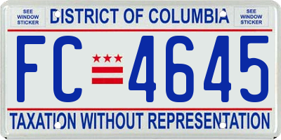 DC license plate FC4645