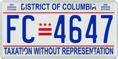 DC license plate FC4647