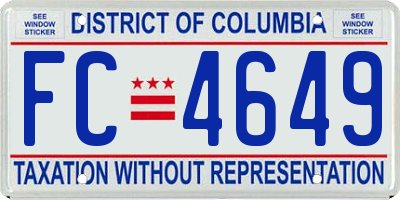 DC license plate FC4649