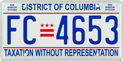 DC license plate FC4653