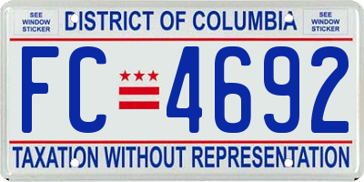 DC license plate FC4692