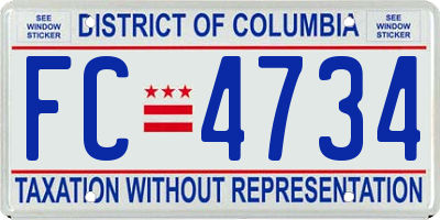 DC license plate FC4734