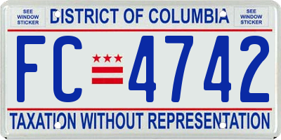 DC license plate FC4742