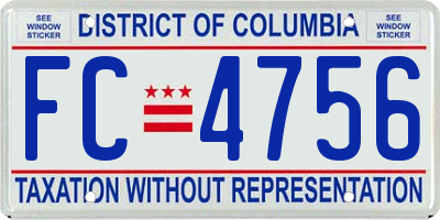 DC license plate FC4756