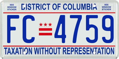 DC license plate FC4759