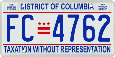 DC license plate FC4762