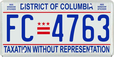 DC license plate FC4763