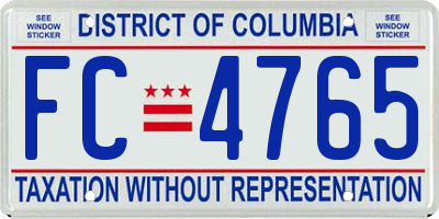 DC license plate FC4765