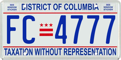 DC license plate FC4777