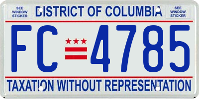 DC license plate FC4785