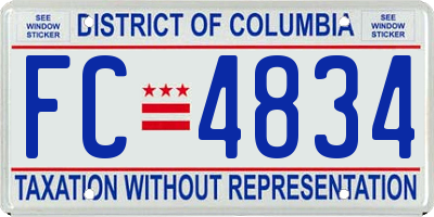 DC license plate FC4834