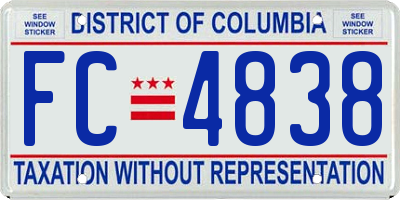 DC license plate FC4838