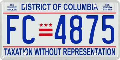 DC license plate FC4875