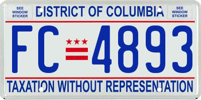 DC license plate FC4893