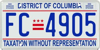 DC license plate FC4905