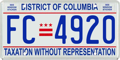 DC license plate FC4920