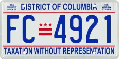 DC license plate FC4921