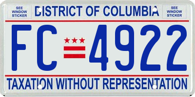 DC license plate FC4922