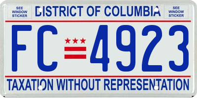 DC license plate FC4923