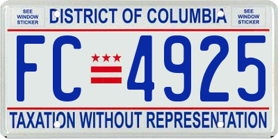 DC license plate FC4925