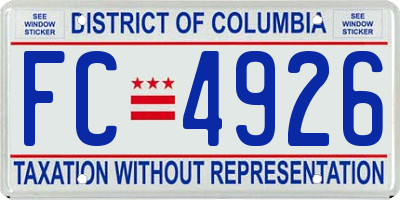 DC license plate FC4926