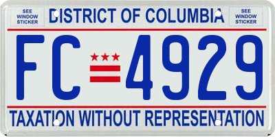 DC license plate FC4929