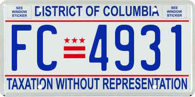 DC license plate FC4931