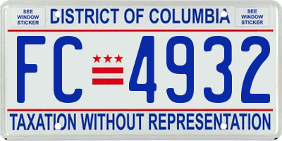 DC license plate FC4932