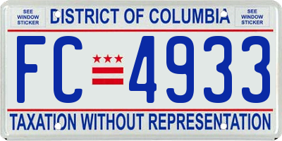 DC license plate FC4933